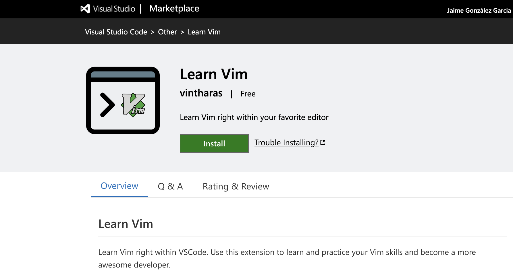visual studio vim extension