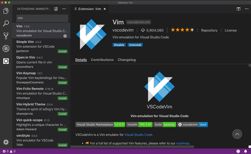 vs code vim shortcuts